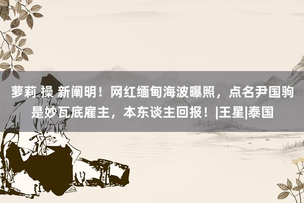 萝莉 操 新阐明！网红缅甸海波曝照，点名尹国驹是妙瓦底雇主，本东谈主回报！|王星|泰国