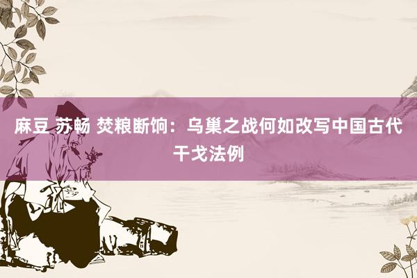 麻豆 苏畅 焚粮断饷：乌巢之战何如改写中国古代干戈法例