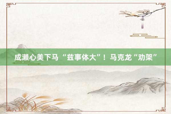 成濑心美下马 “兹事体大”！马克龙“劝架”