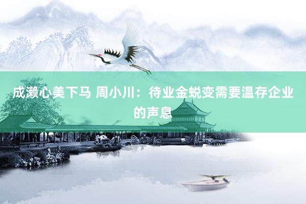 成濑心美下马 周小川：待业金蜕变需要温存企业的声息
